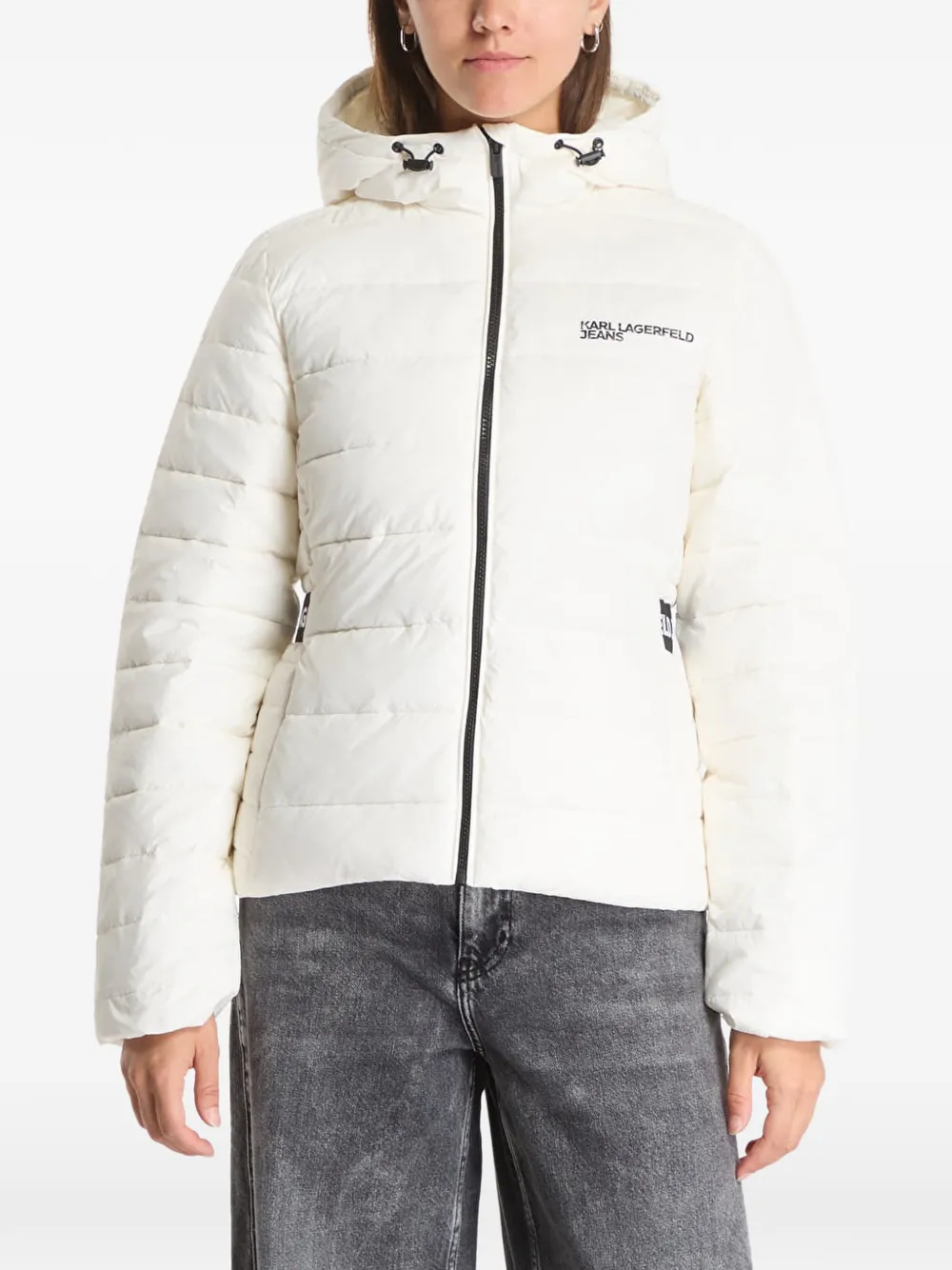 Karl Lagerfeld Jeans Gesteppte Jacke mit Logo-Print - Weiß
