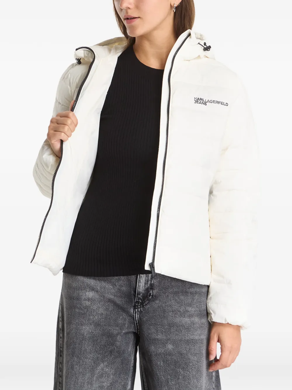 Karl Lagerfeld Jeans Gevoerd jack met capuchon Wit