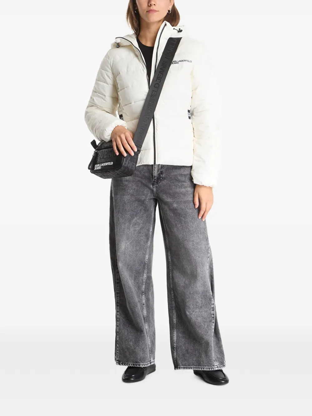 Karl Lagerfeld Jeans Gevoerd jack met capuchon Wit