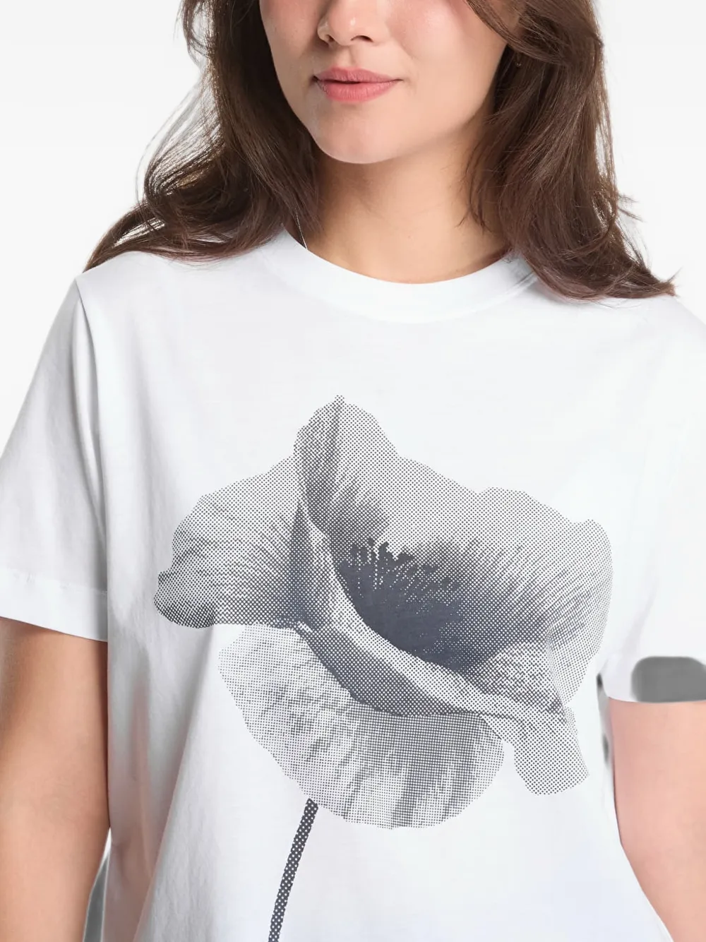 SAMSOE T-shirt met bloemen-print Wit