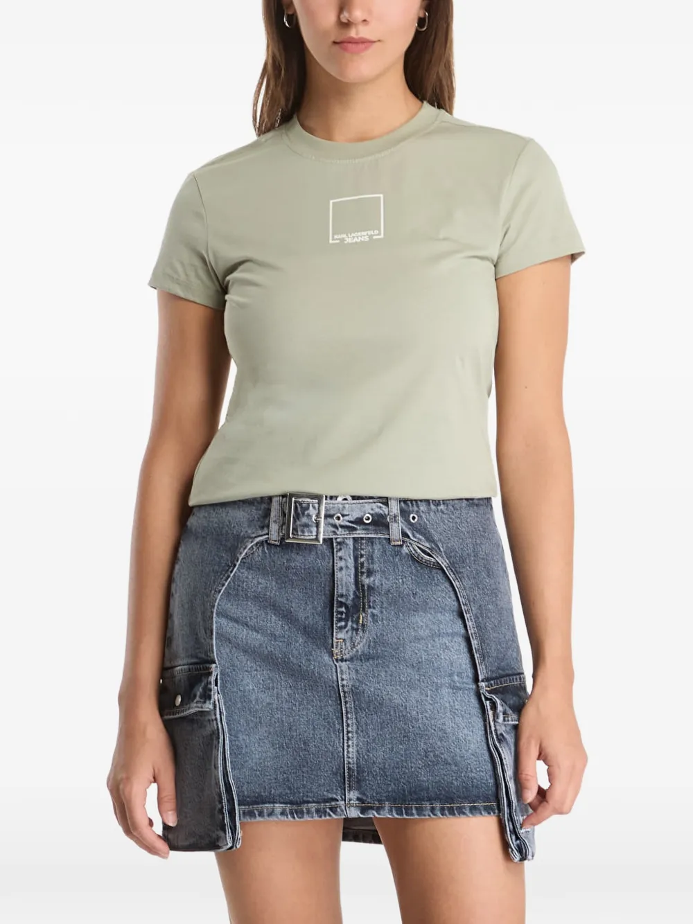 Karl Lagerfeld Jeans T-shirt met logoprint met ronde hals Groen