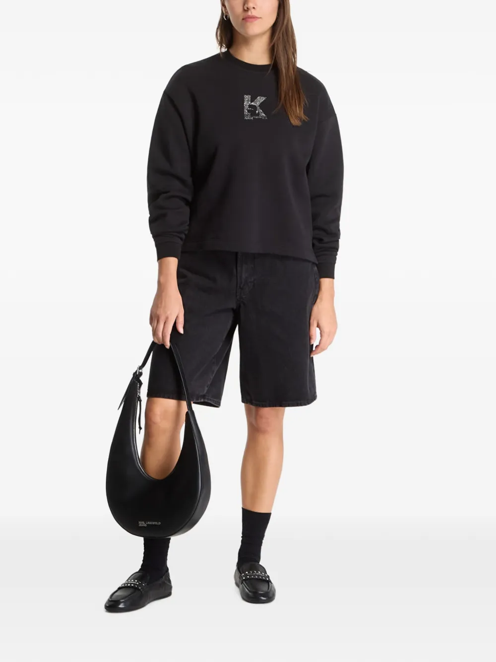 Karl Lagerfeld Jeans Katoenen sweater met logoprint Zwart