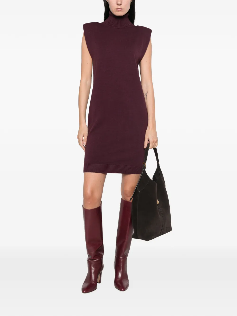 TWINSET Jurk met col en gewatteerde schouders Rood