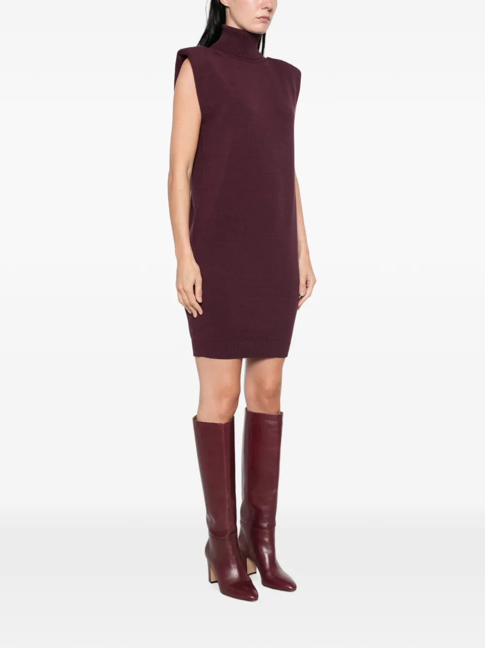 TWINSET Jurk met col en gewatteerde schouders Rood
