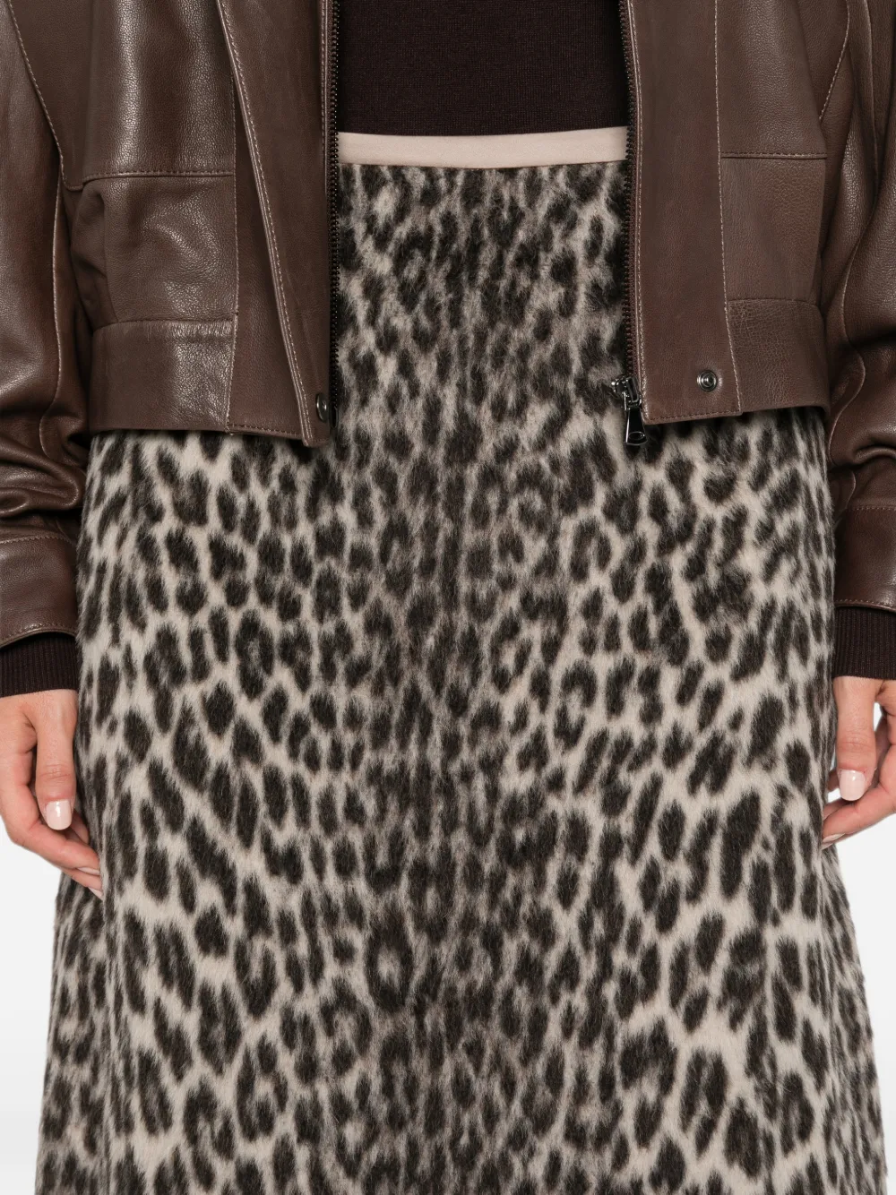 'S Max Mara Trionfo midi-rok met luipaardprint Beige