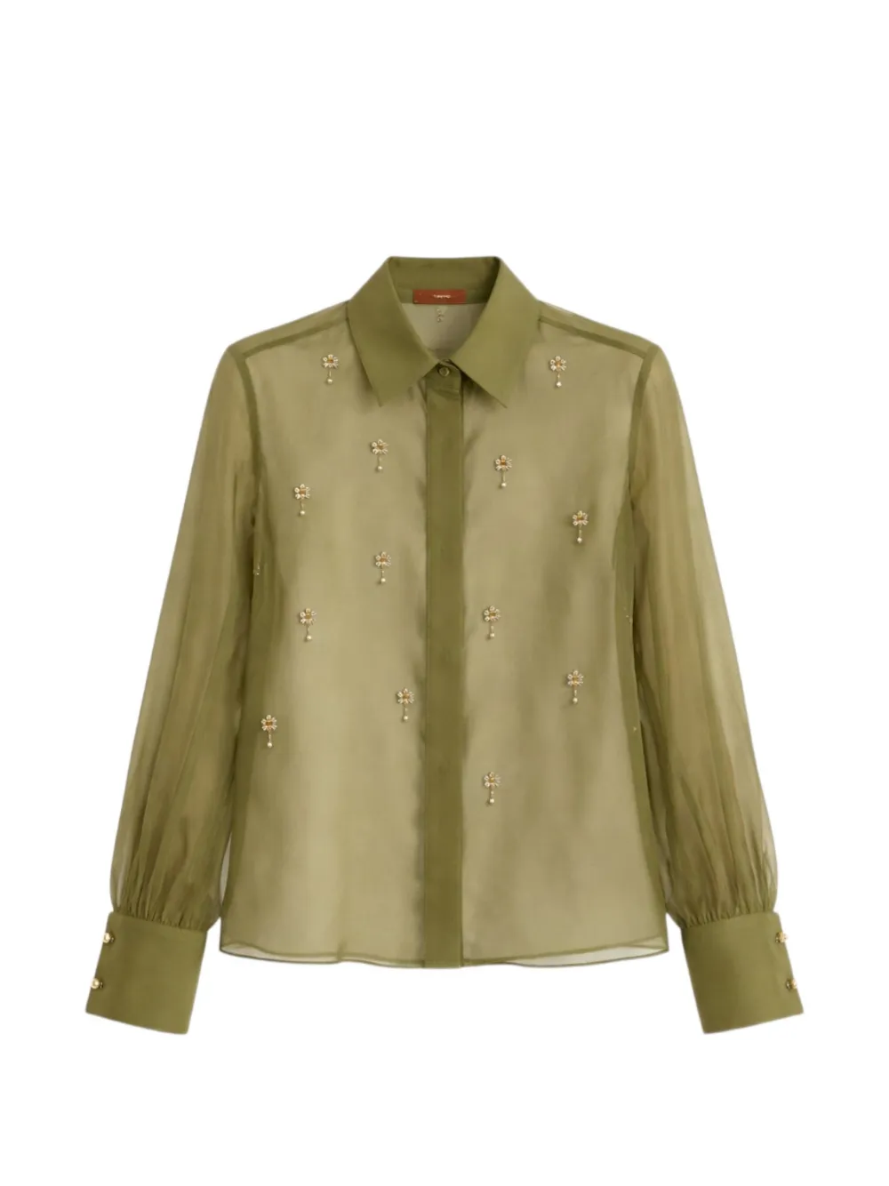 Max Mara embroidered silk-organza shirt - Verde