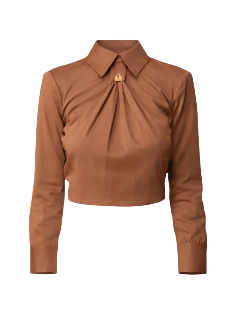 Elisabetta Franchi logo-plaque open-back blouse - Marrone