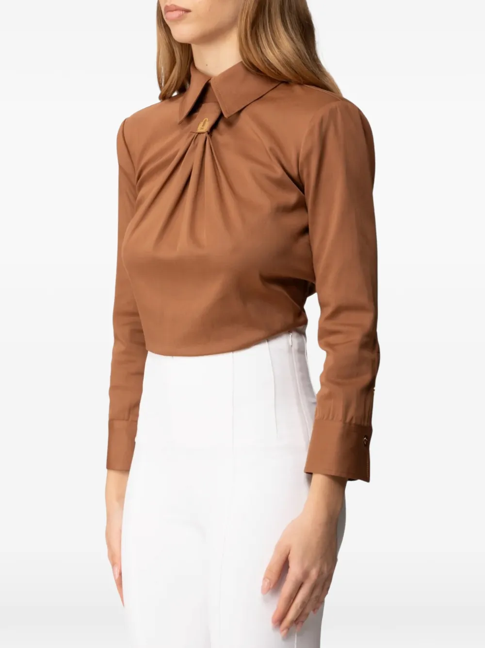 Elisabetta Franchi logo-plaque open-back blouse Bruin