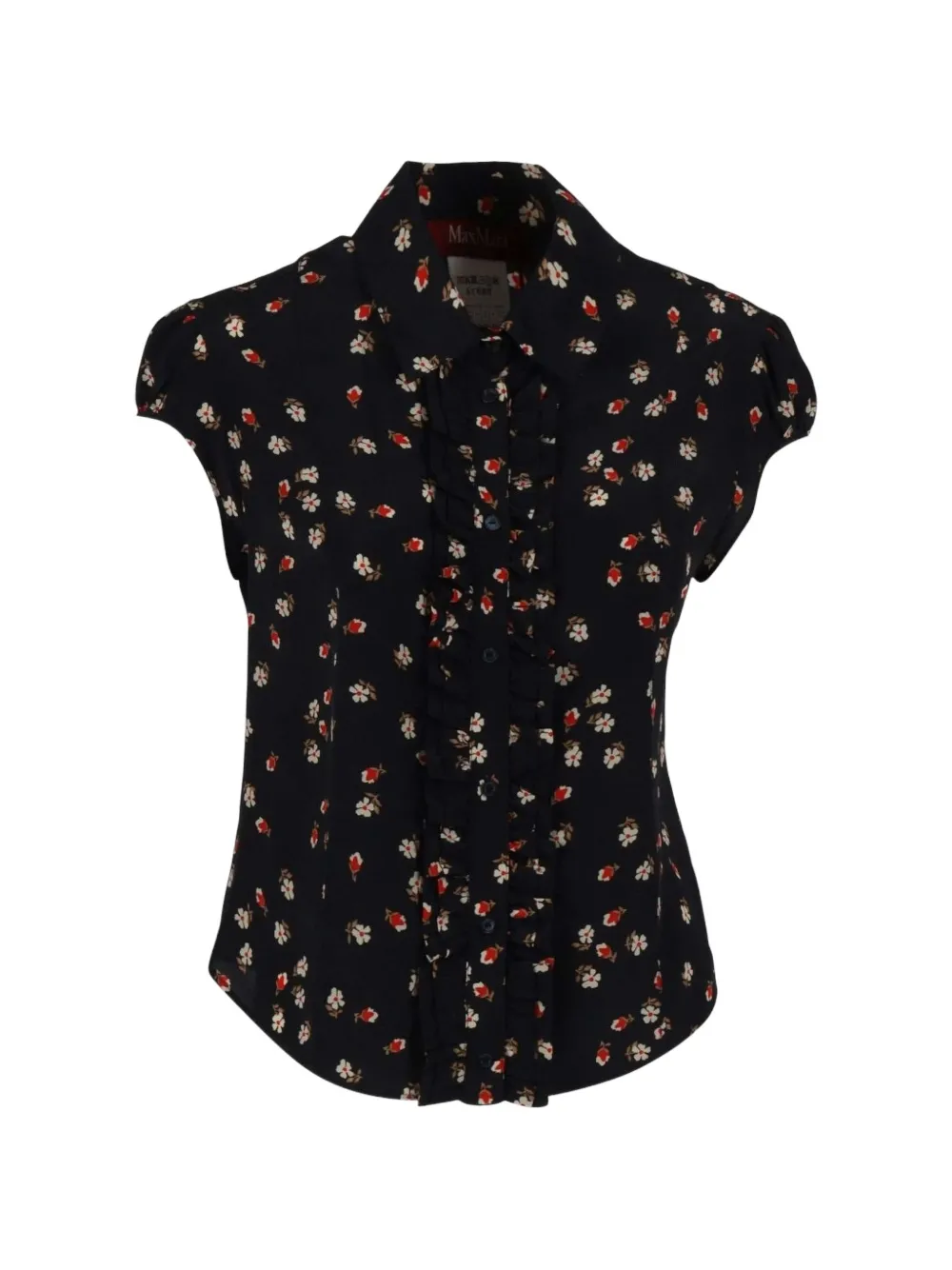 Max Mara floral-print ruffled shirt - Blu
