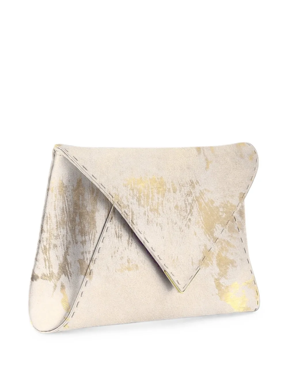 Tyler Ellis Medium Lee Pouchet metallic leren clutch Beige