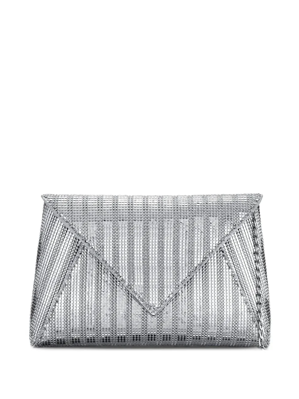 Tyler Ellis large Lee Pouchet chainmail clutch bag - Argento