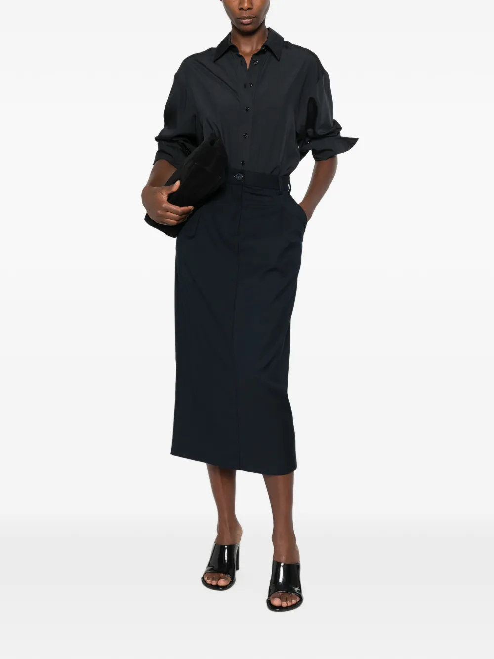 ALPHA STUDIO Geplooide midi-rok Blauw