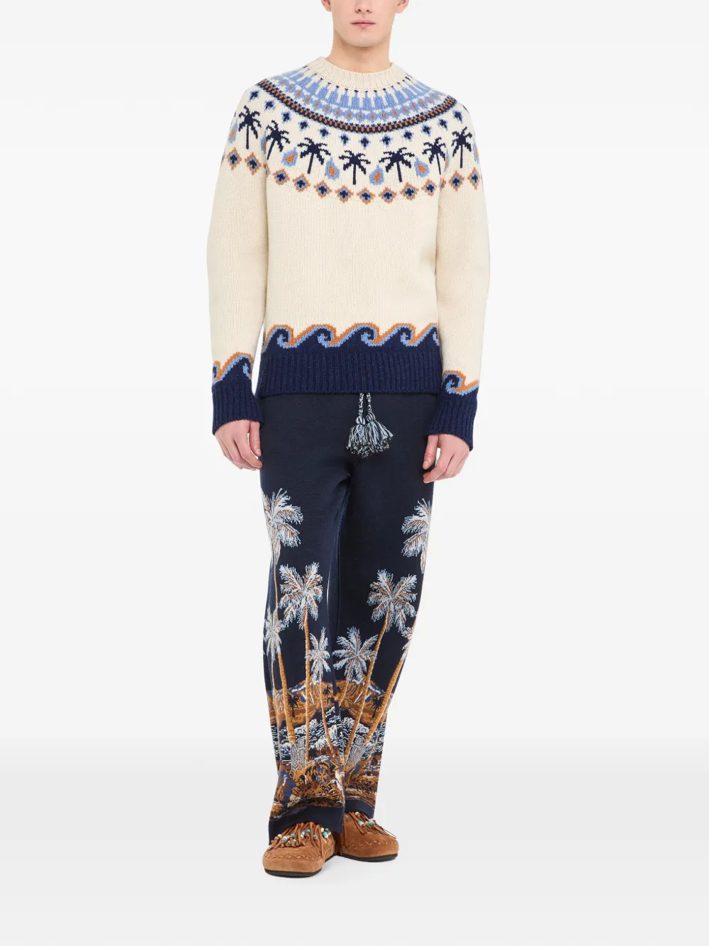 Alanui Fair Isle gebreide trui met jacquard Beige