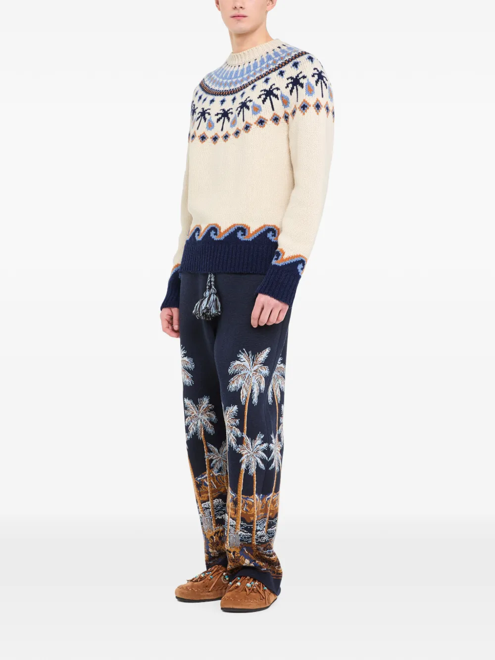 Alanui Fair Isle gebreide trui met jacquard Beige