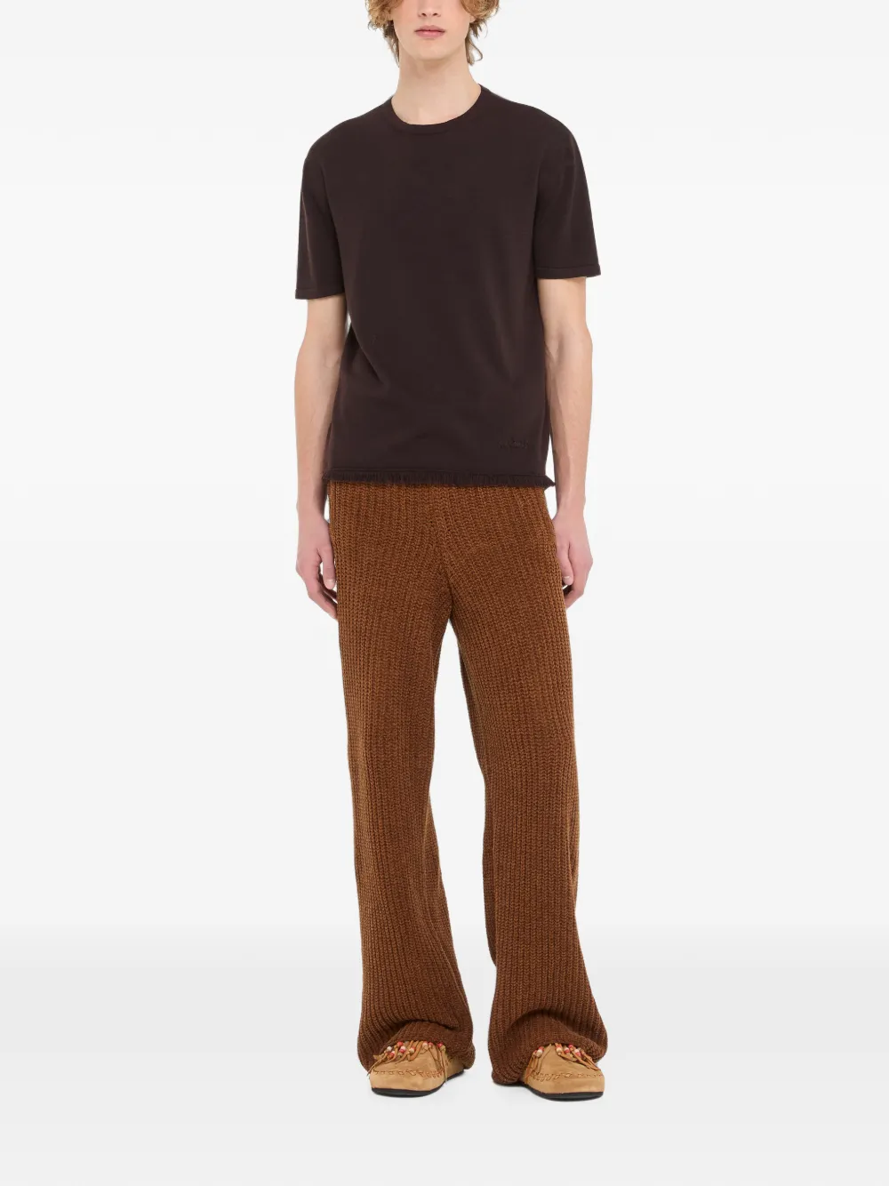 Alanui Gebreid T-shirt met franje Bruin