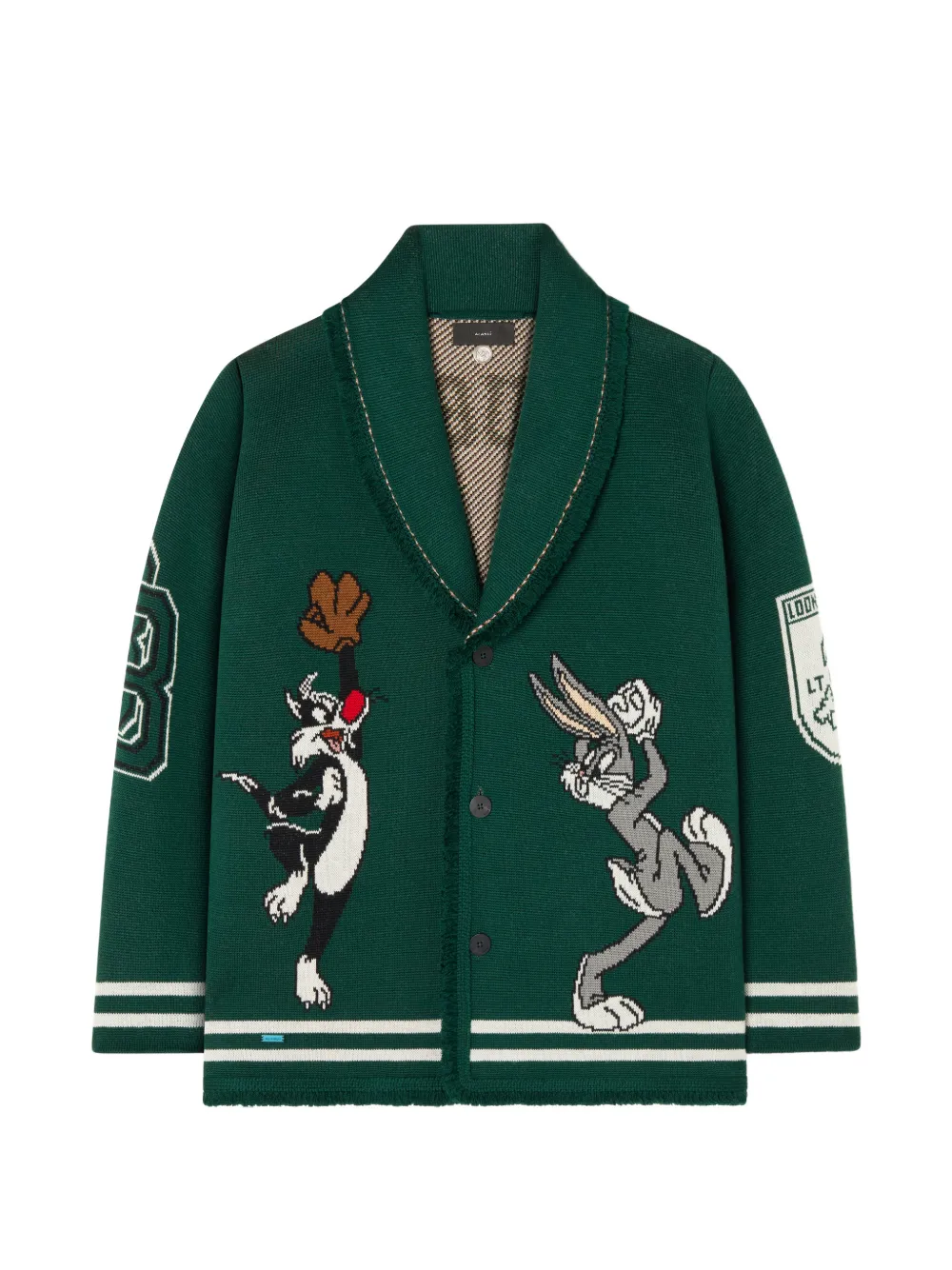 Alanui Looney Tunes Jacquard-knit Cardigan In Green