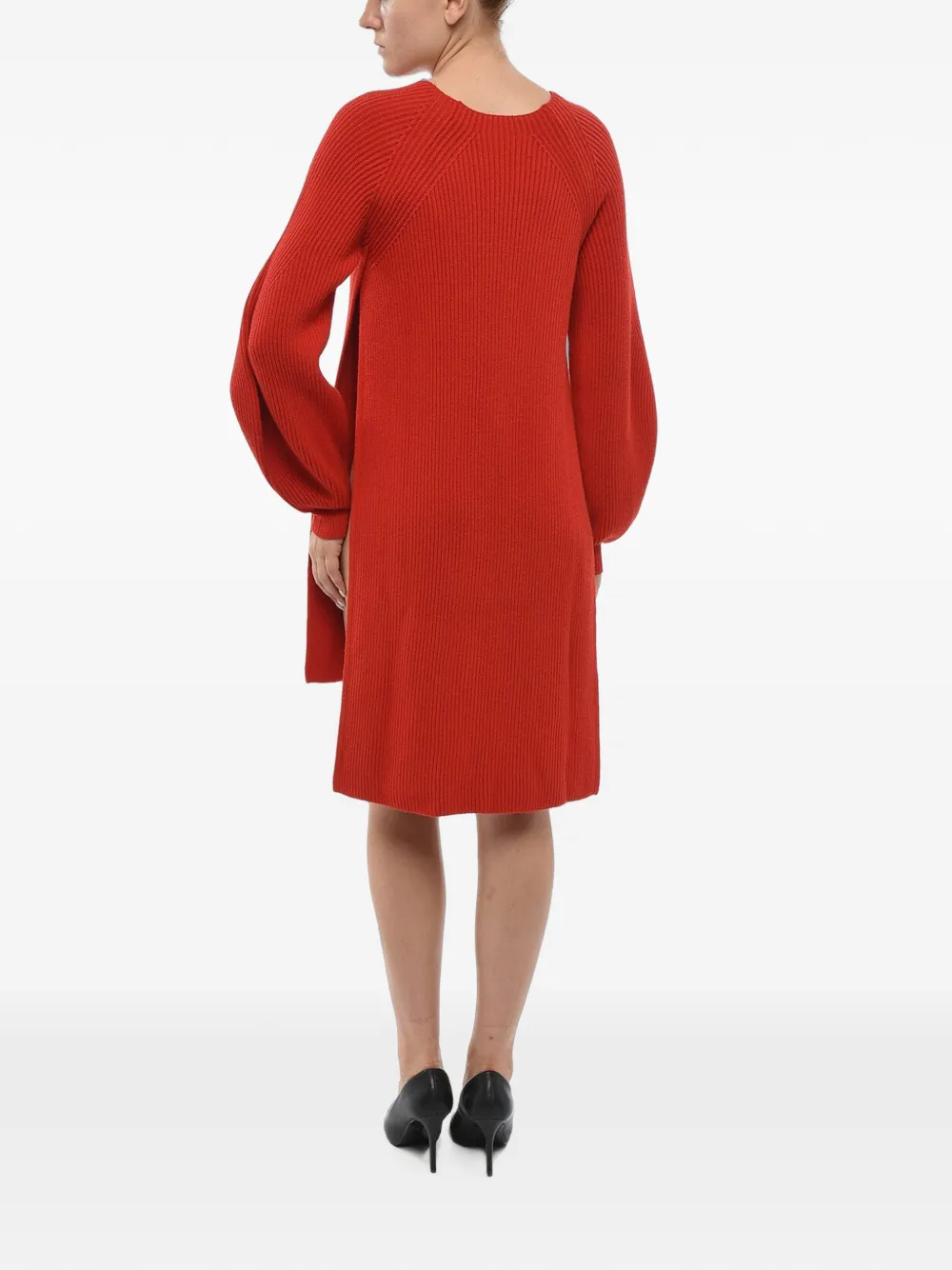 Stella McCartney asymmetric knit midi dress Rood