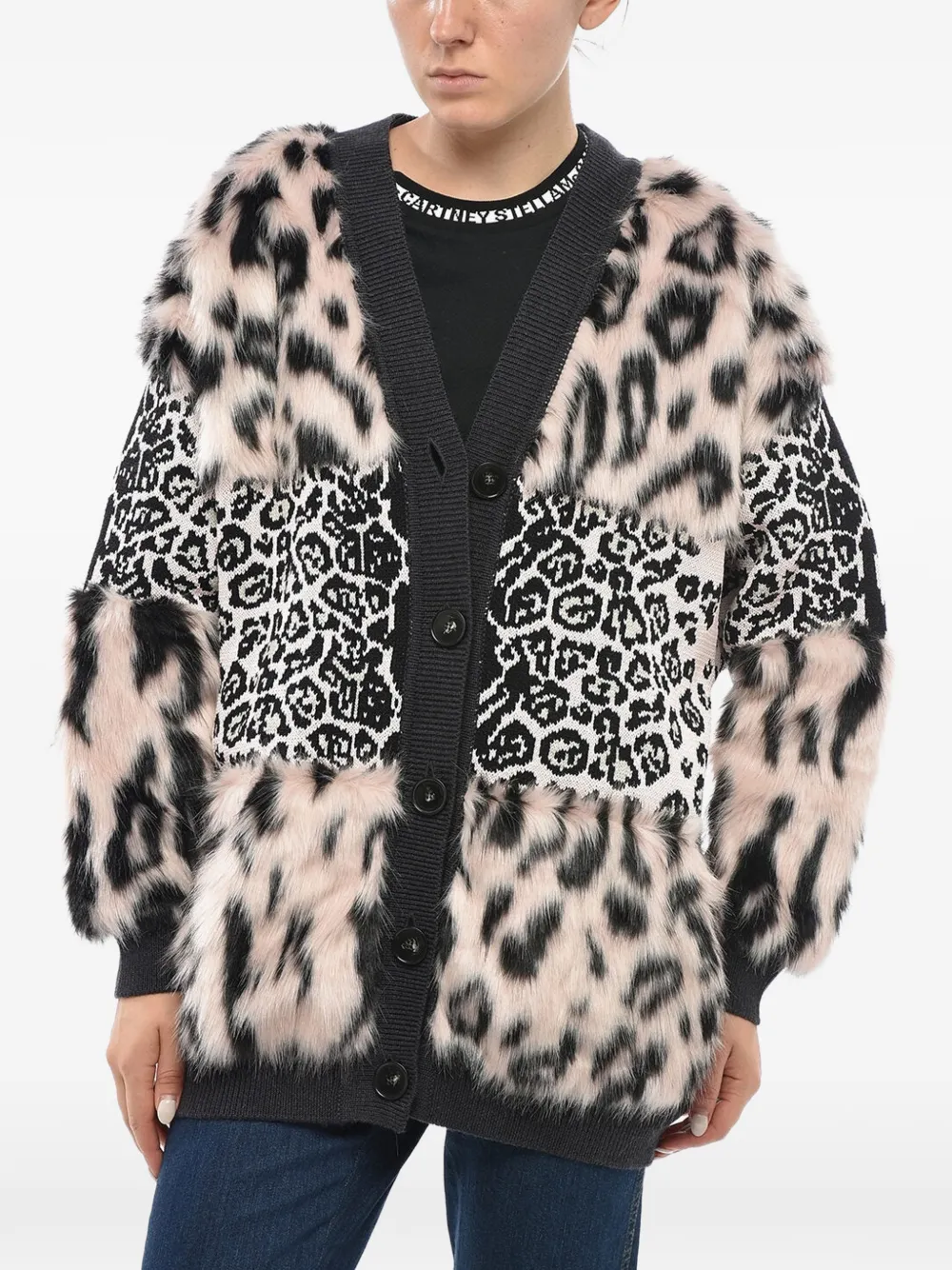 Stella McCartney animalier-print cardigan Zwart