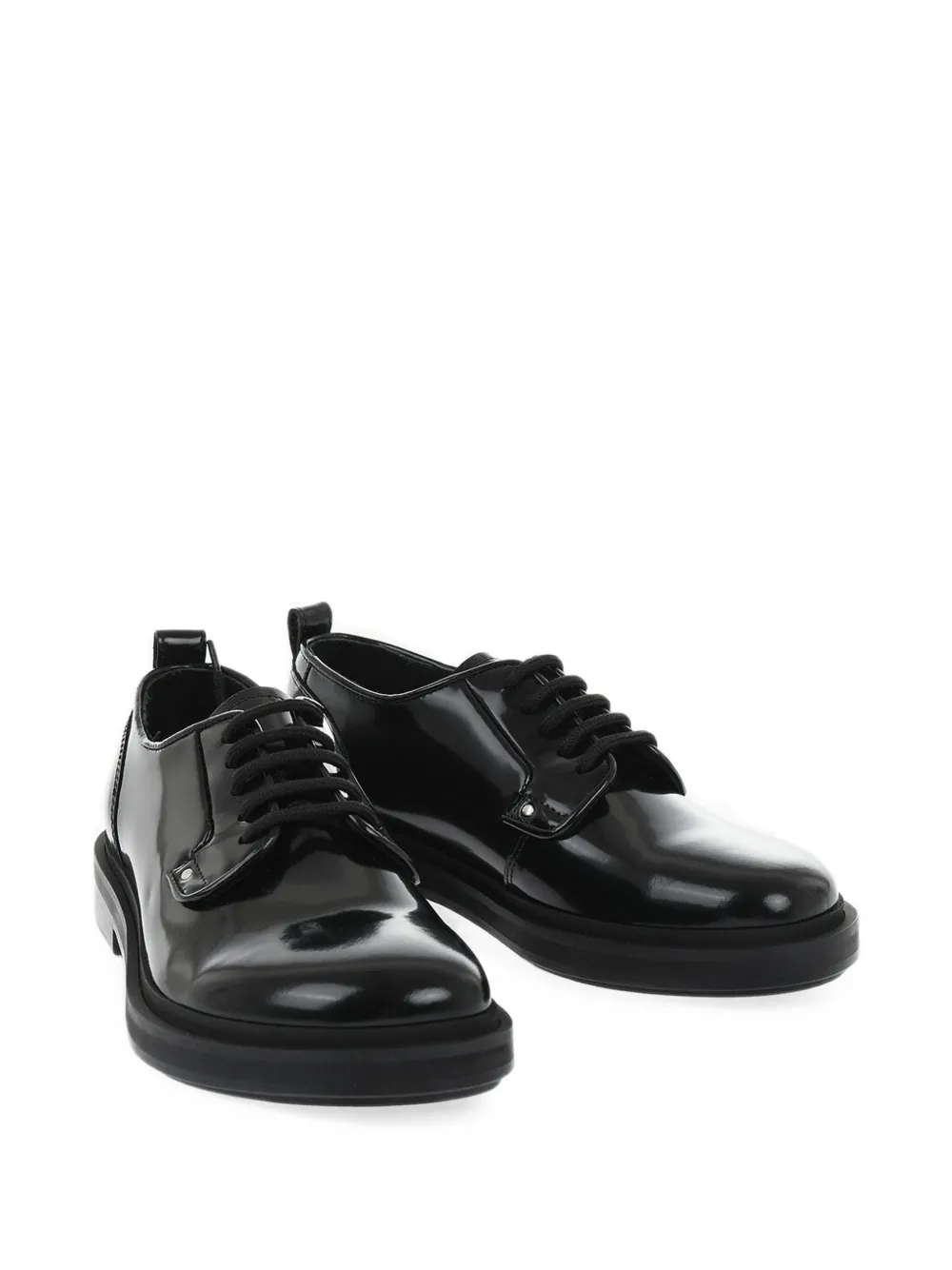AMI Paris patent-leather round-toe Derby shoes Zwart