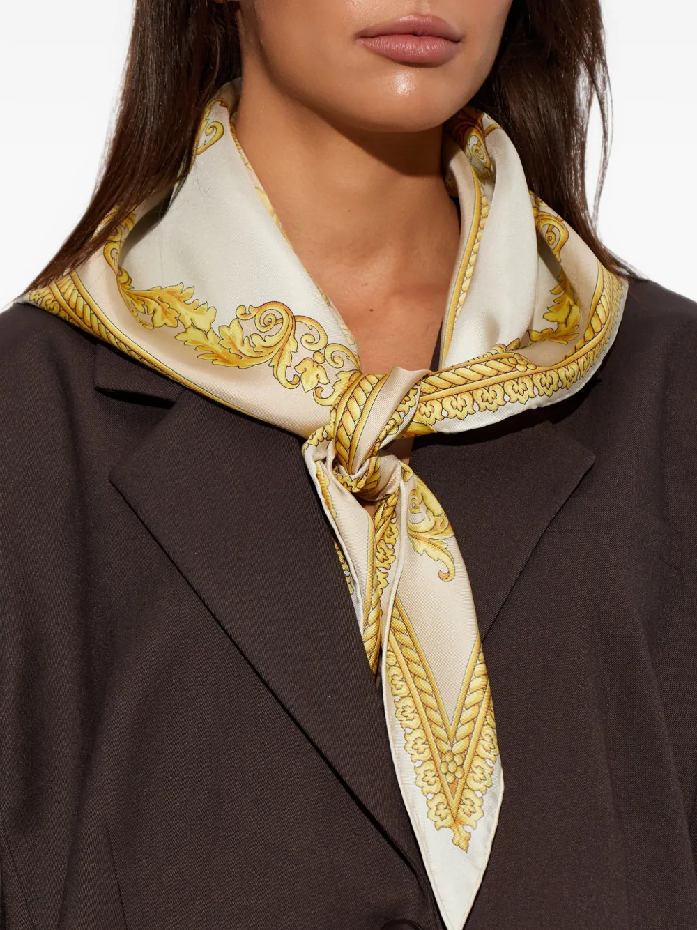 Versace Zijde-twill sjaal met print 5KA40 BONE+IVORY+GOLD