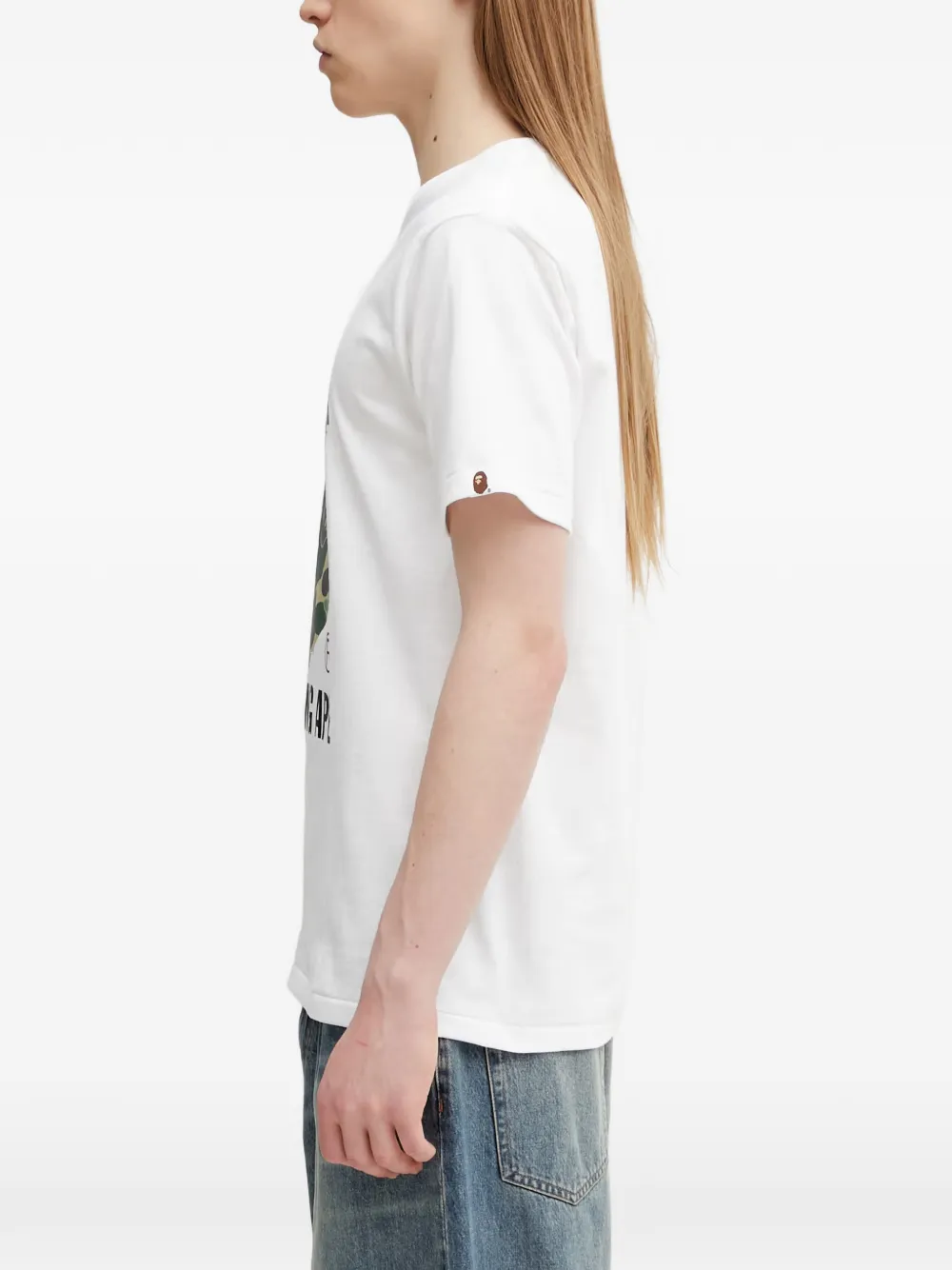 A BATHING APE Head T-shirt met logoprint Wit