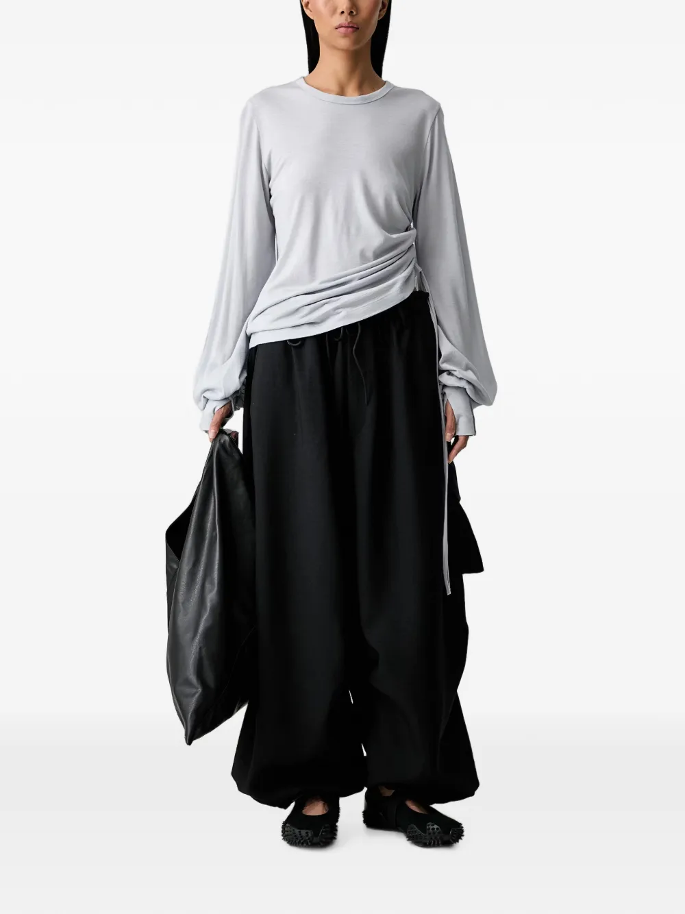 Y-3 Blouse met gesmockt detail Grijs