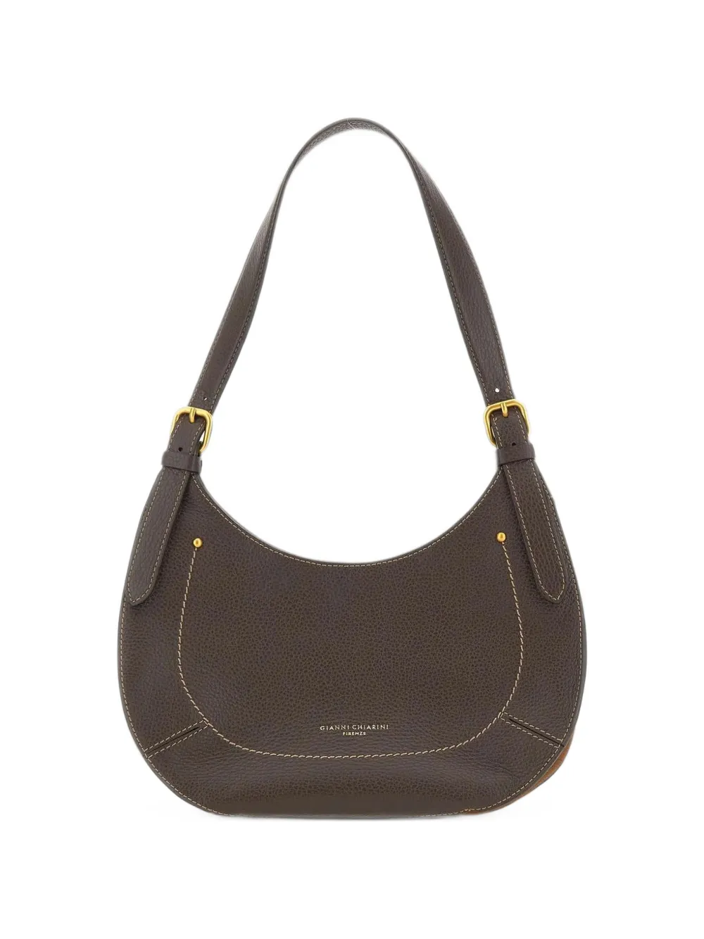 GIANNI CHIARINI Gabry pebbled leather shoulder bag - Brown