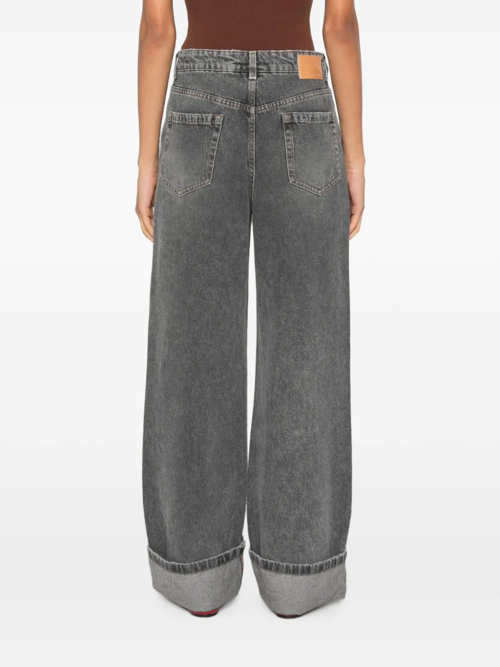 I BLUES Jeanne omgeslagen jeans met wijde pijpen Grijs