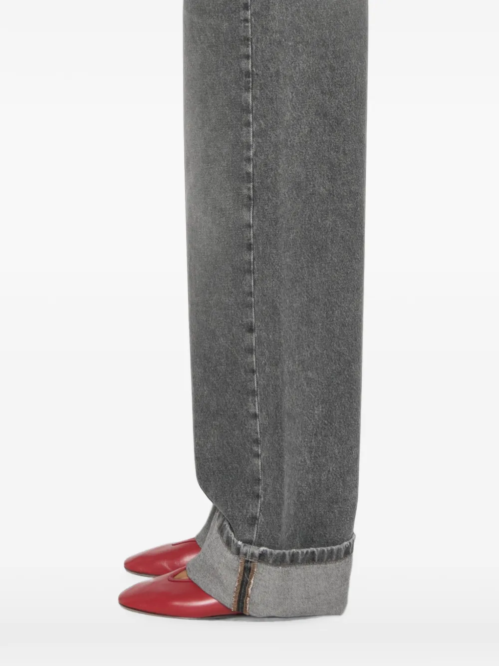 I BLUES Jeanne omgeslagen jeans met wijde pijpen Grijs
