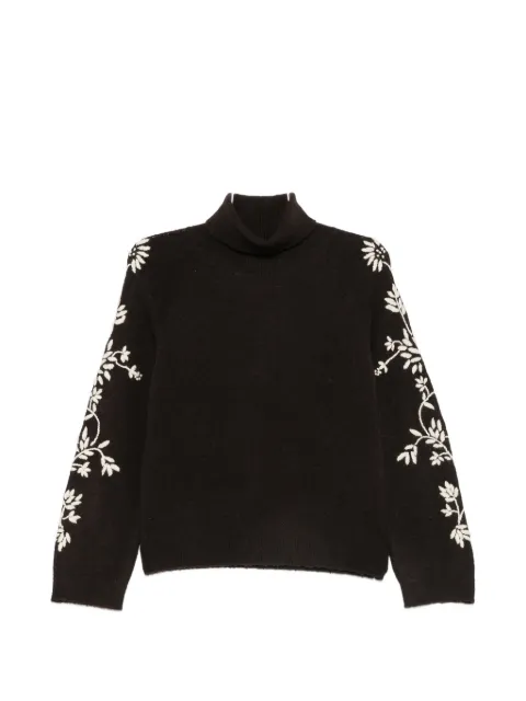 I BLUES floral-embroidered roll-neck sweater