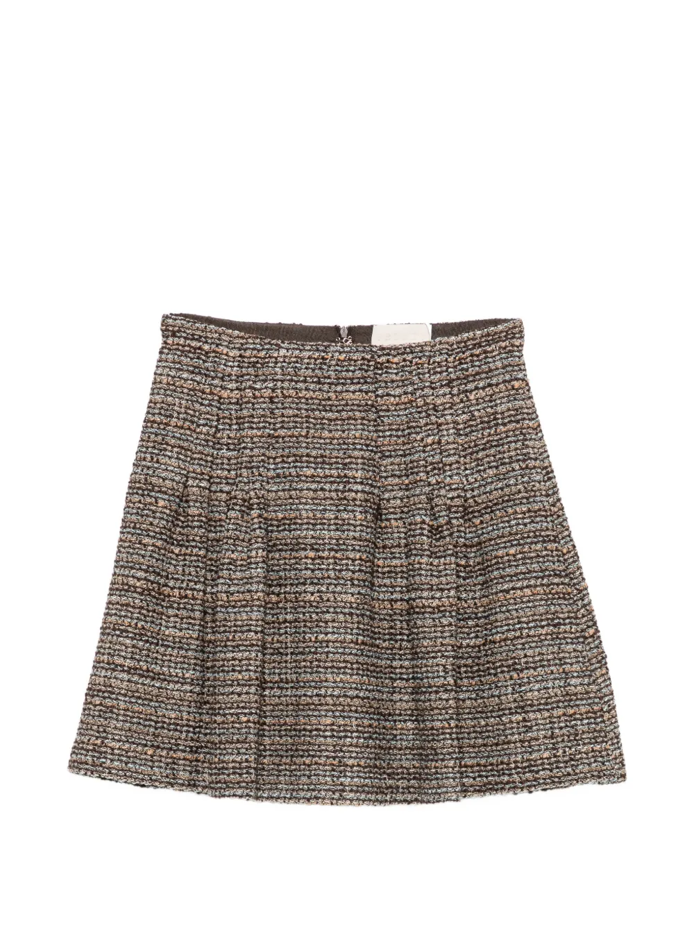 I BLUES tweed box-pleat mini skirt - Braun