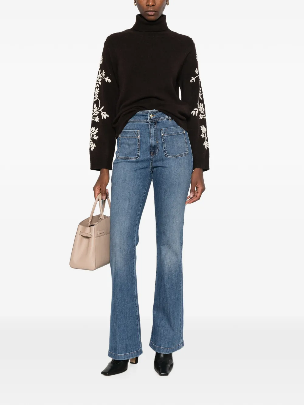 I BLUES Flared jeans met opgestikte zak Blauw