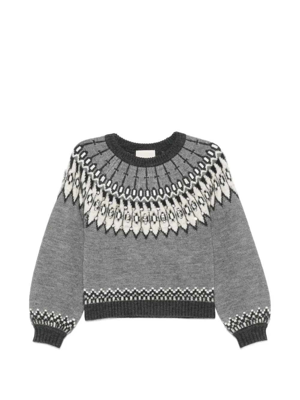 I BLUES crystal-embellished Fair Isle sweater