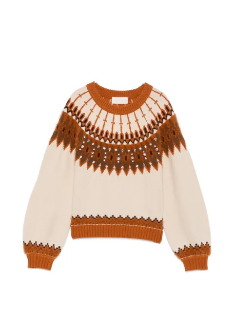 I BLUES crystal-embellished jacquard-knit sweater