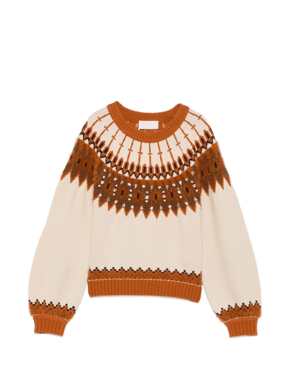 I BLUES crystal-embellished jacquard-knit sweater