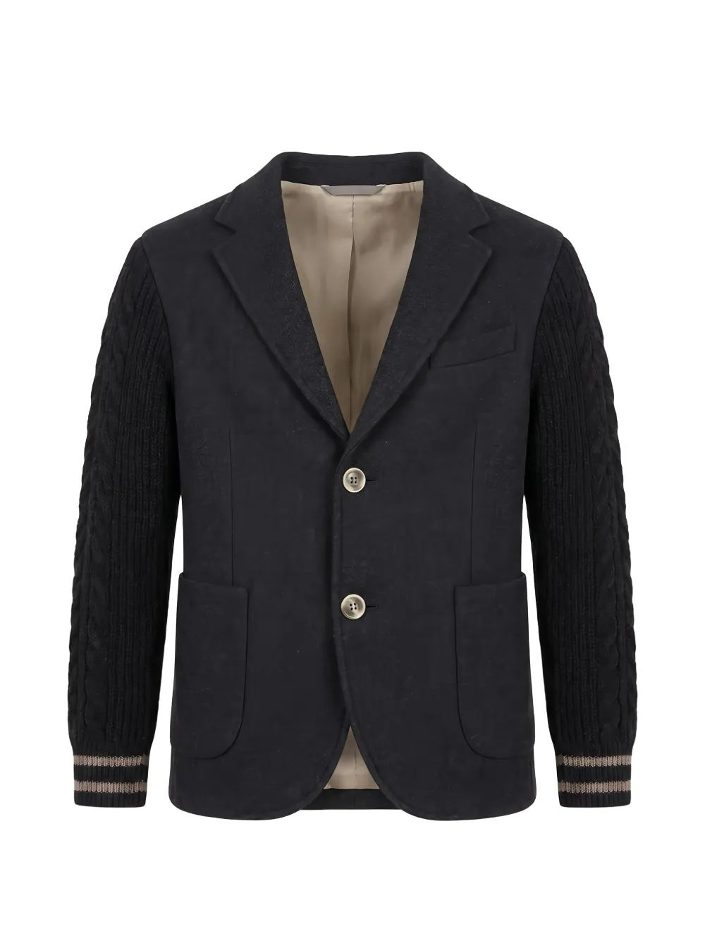 Eleventy Kids cable-knit panelled blazer - Grigio