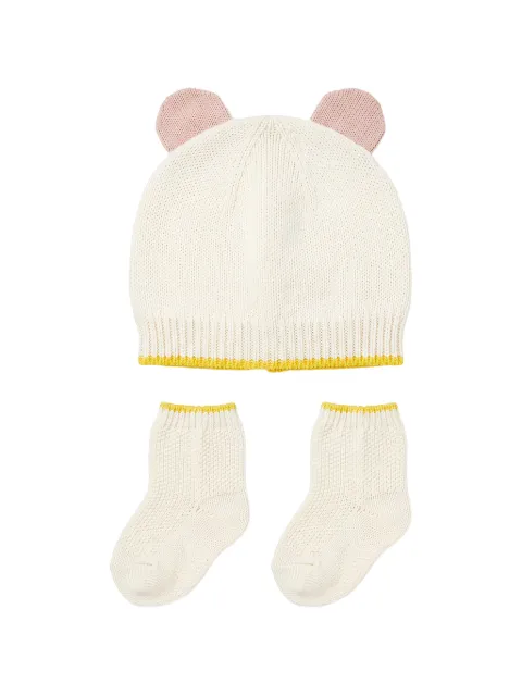 Gensami kids ear-detail knitted beanie hat and socks set (set of two)