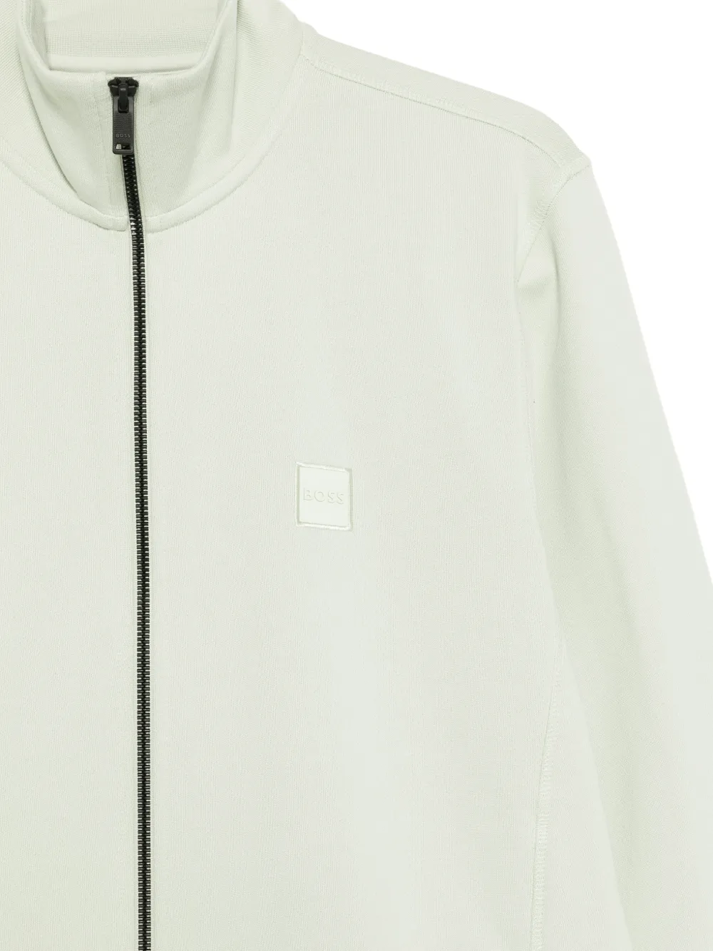 BOSS logo-patch zip-up sweater Groen