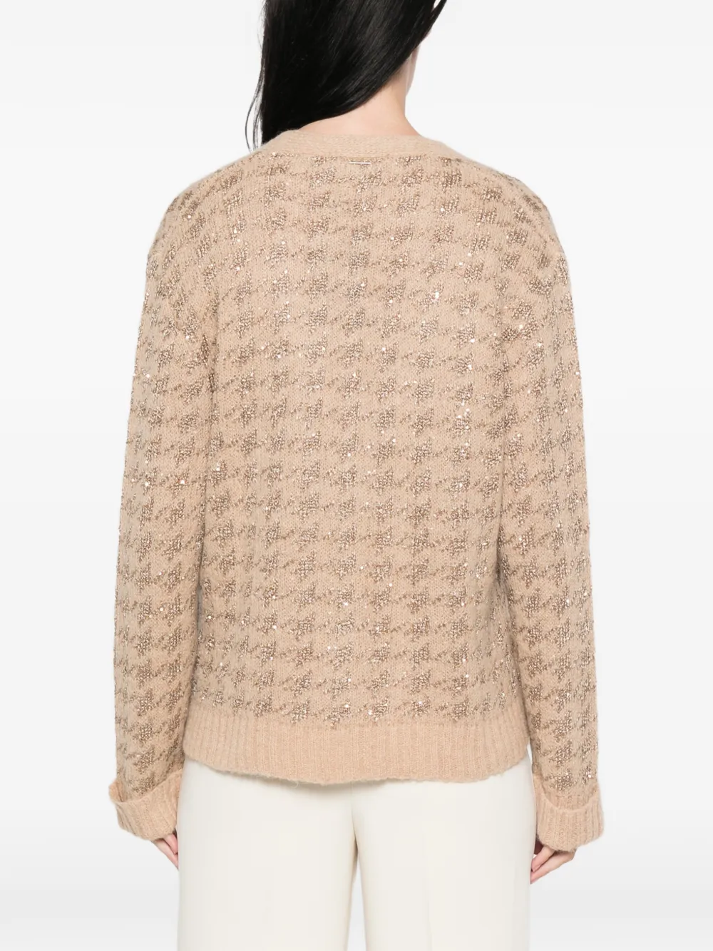 TWINSET Vest verfraaid met pailletten en pied-de-poule print Beige