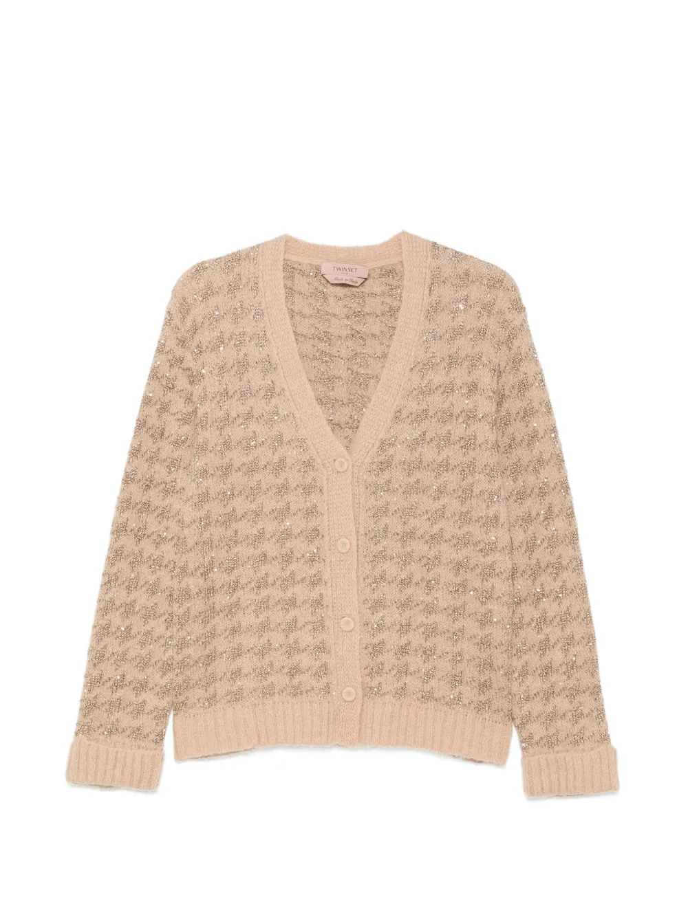 TWINSET sequin-embellished houndstooth cardigan - Toni neutri