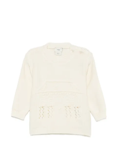Fendi Kids jersey de punto calado con logo bordado