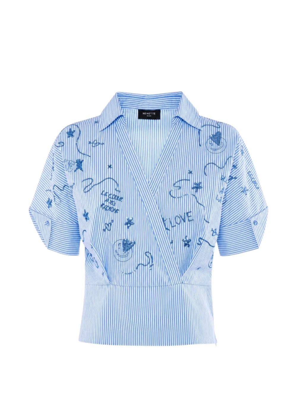 Nenette Blusa a portafoglio Foster con ricamo - Bianco