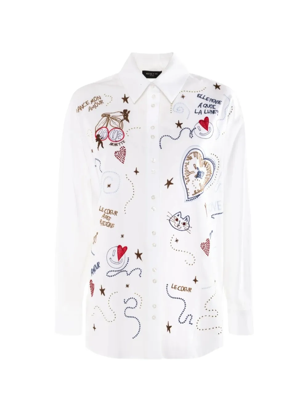 Nenette Fanny embroidered oversized shirt