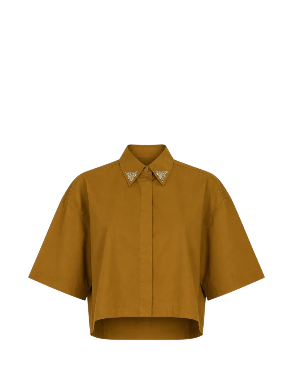 PINKO short-sleeved cropped shirt - Marrone