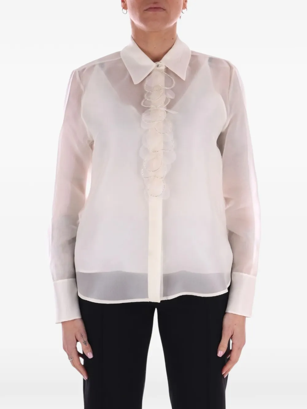 Max Mara Zijden-organza blouse met borduurwerk Wit
