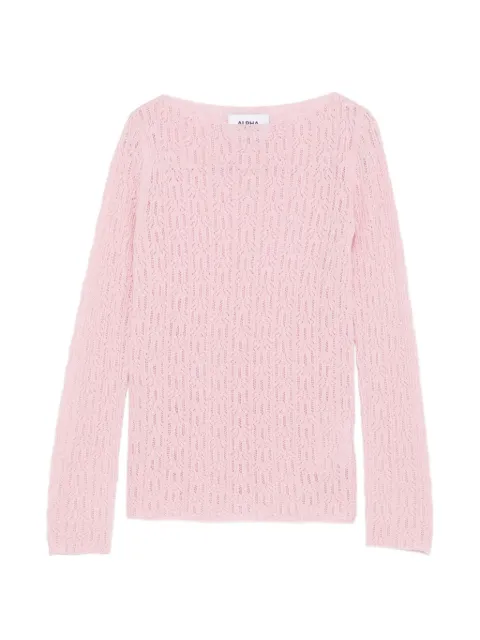 ALPHA STUDIO pointelle-knit boat-neck sweater