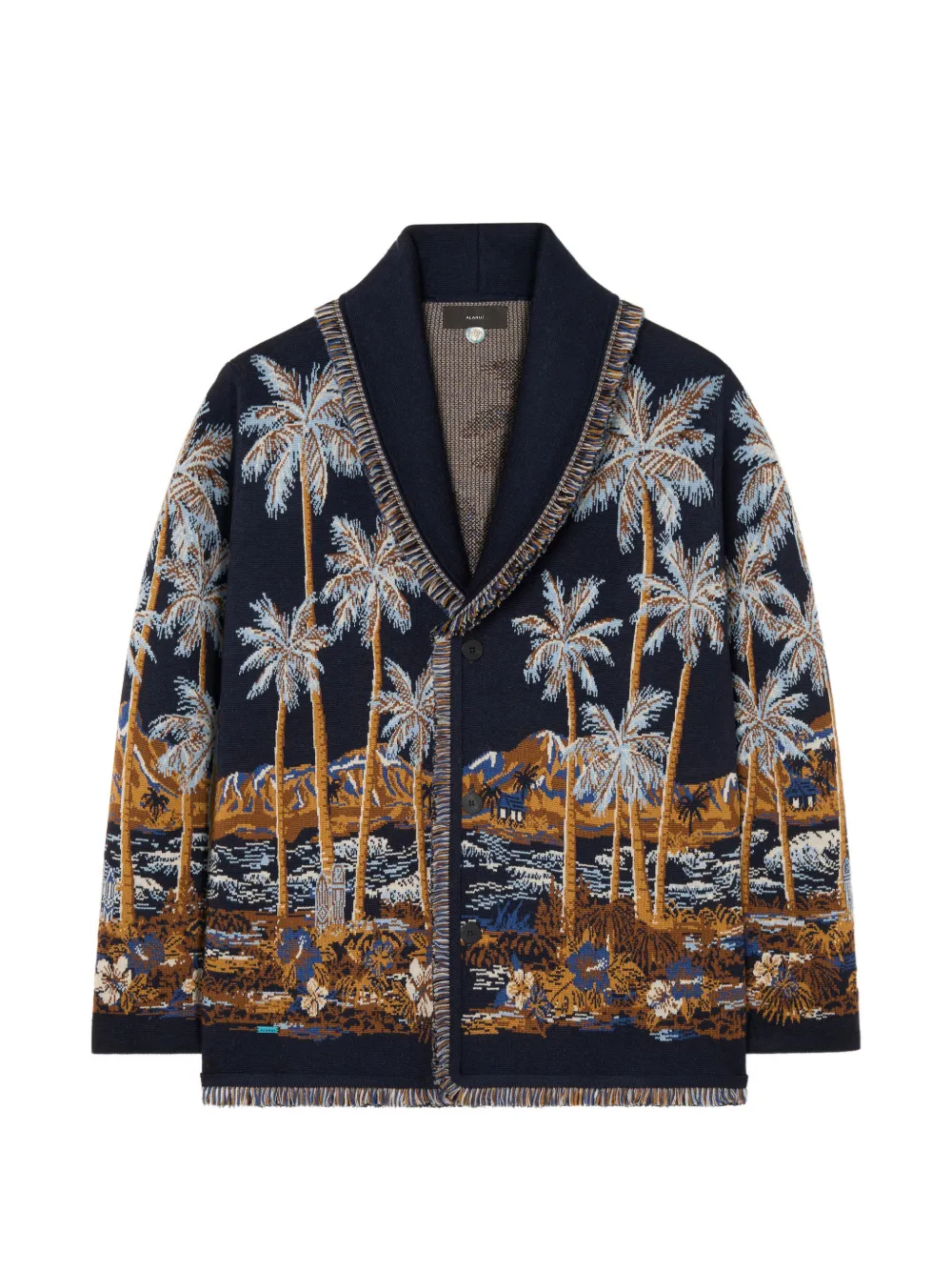 Alanui Diamond Head Fringed Cardigan In Blue