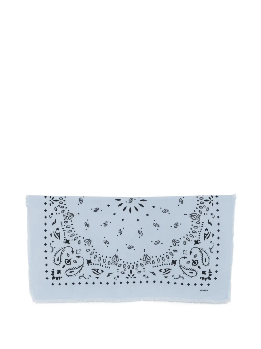 kujten paisley-print frayed-edge scarf - Blu