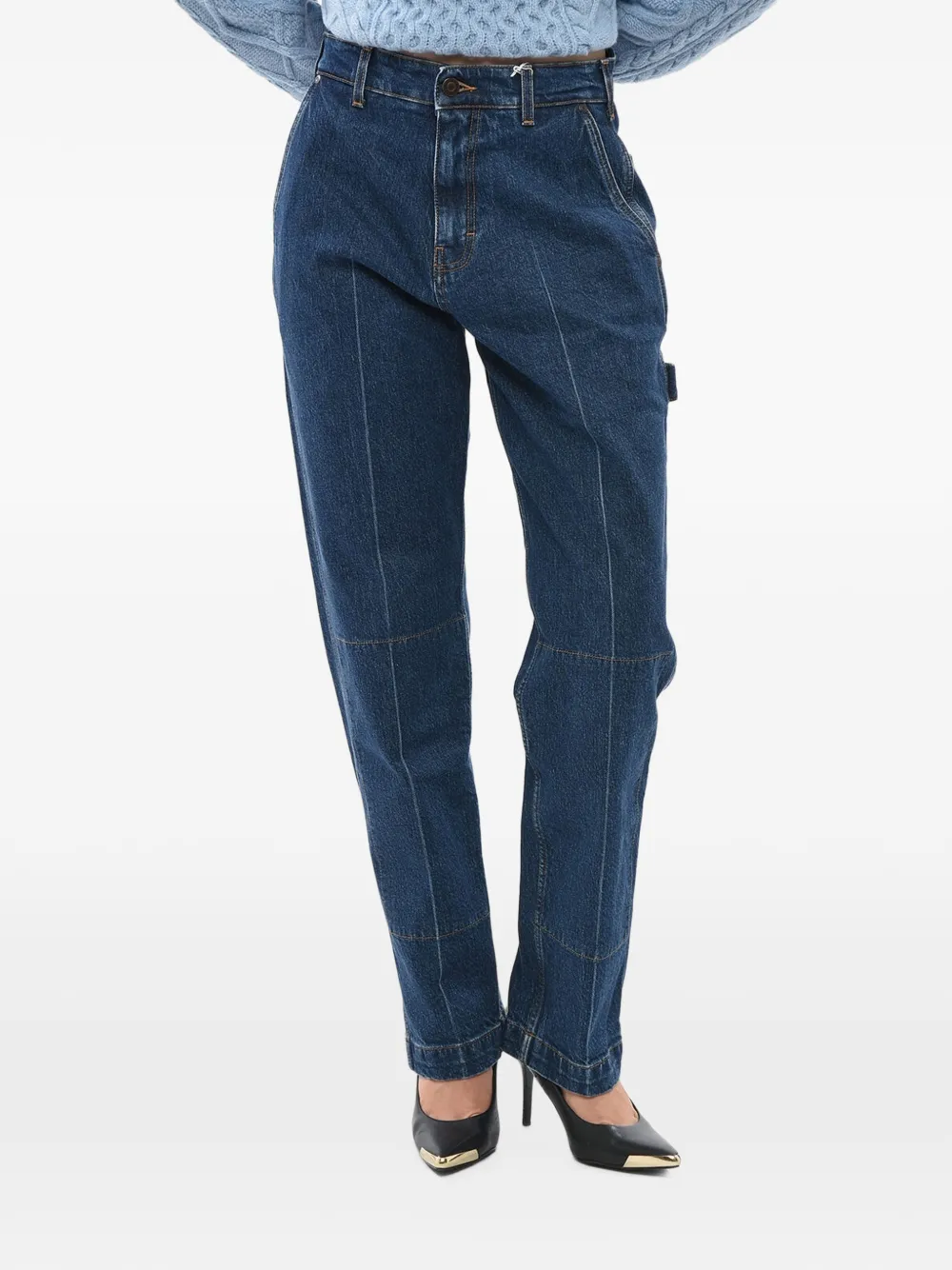 Stella McCartney logo-patch panelled jeans - Blau