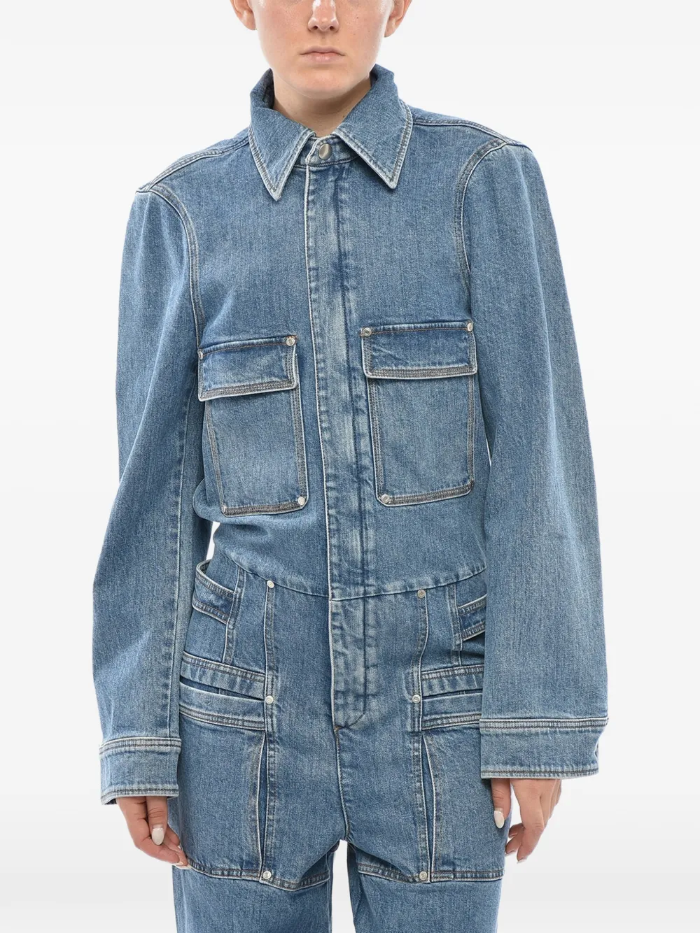 Stella Mccartney Denim Jumpsuit In 블루